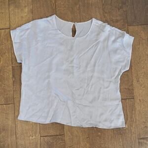 Pure Collection Silk Short Sleeve Crew Neck Pullover Greyish Womens SZ Large